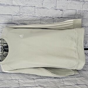 Adidas Light Gray/Green‎ 3 Stripes Women's Crewneck Sweatshirt Large